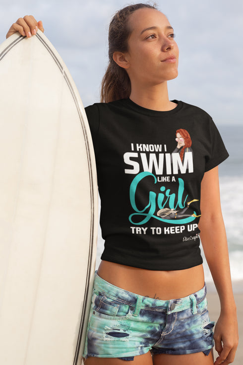 "Swim Like a Girl" Relaxed Fit T-shirt